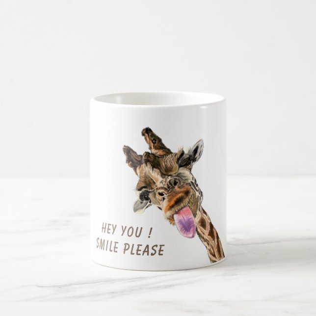 Caneca de Café com Texto Atraente e Girafa Engraça (Centro)
