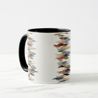 Caneca de Café com Traço de Pincel Vertical Abstra