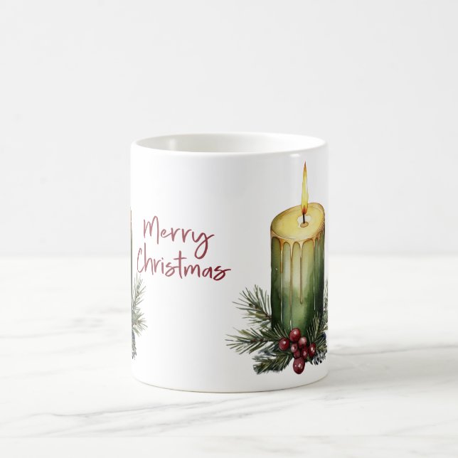 Caneca de Café com Vela de Natal Verde Pinheiro Fr (Centro)