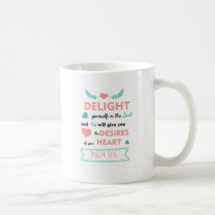 Caneca de café com versículo bíblico Salmo 37:4 cr