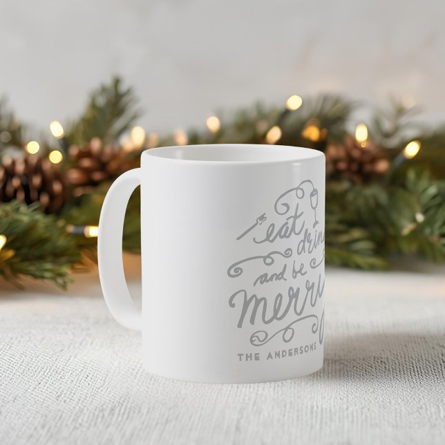 Caneca De Café Coma, Beba e Alegre-se Natal Personalizado (Criador carregado)