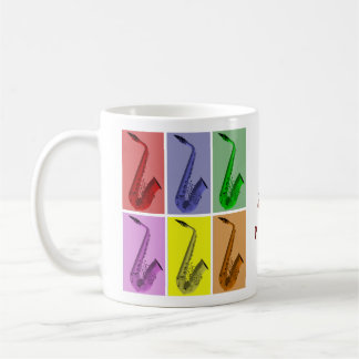 Caneca De Café Coma, beba, jogue o saxofone - colagem do copo dos