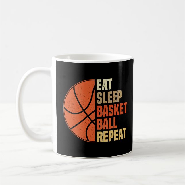 Caneca De Café Coma, Dorme, Basquete, Repita (Esquerda)