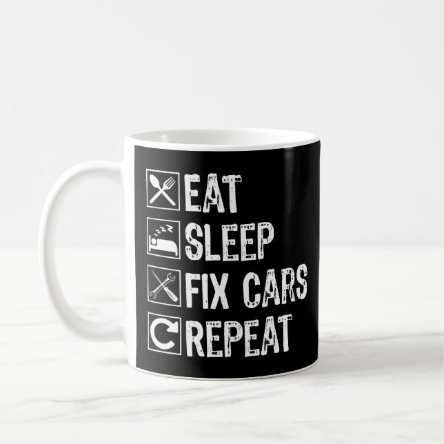 Caneca De Café Coma Dormir Consertar Carros Repetir Pai Mecânico  (Esquerda)