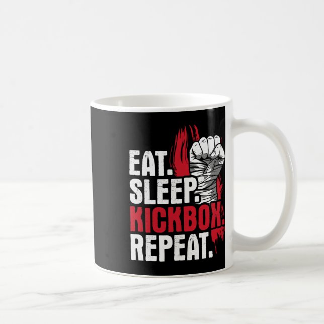 Caneca De Café Coma Dormir Kickbox Repetir - Kickboxing Artes Mar (Direita)