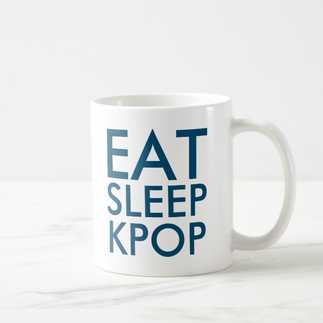 Caneca De Café Coma Dormir Kpop | Presente para Fã de Música azul (Direita)