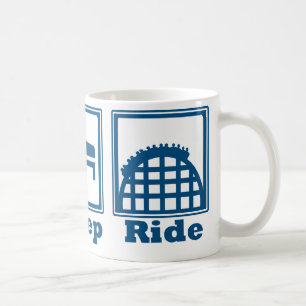 Caneca De Café Coma, durma, & monte (montanhas russas) - azul