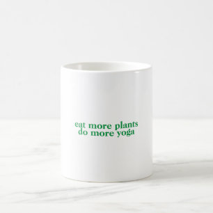 Caneca De Café Coma mais plantas faz mais ioga-vegano-vegetariana