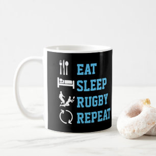 Caneca De Café Coma o esporte engraçado da repetição do rugby 