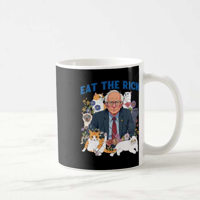 Caneca De Café Coma O Rich Bernie Sanders Floral Cat Resiste A Ag (Direita)