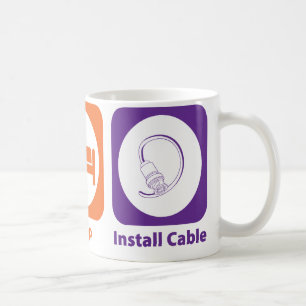 Caneca De Café Coma o sono instalam o cabo