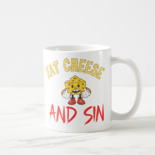 Caneca De Café coma queijo e pecado, queijo engraçado eu adoro qu