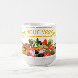 Caneca De Café Coma seus vegetais Cite salada fresca misturar tig