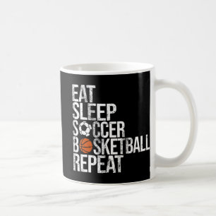 Caneca De Café Coma Sleep Soccer Basquete Repete Bola Divertida