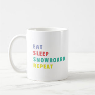 Caneca De Café Coma Snowboard Repetidamente Negrito Colorido