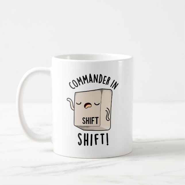 Caneca De Café Comandante Em Camisa Engraçado Teclado (Esquerda)