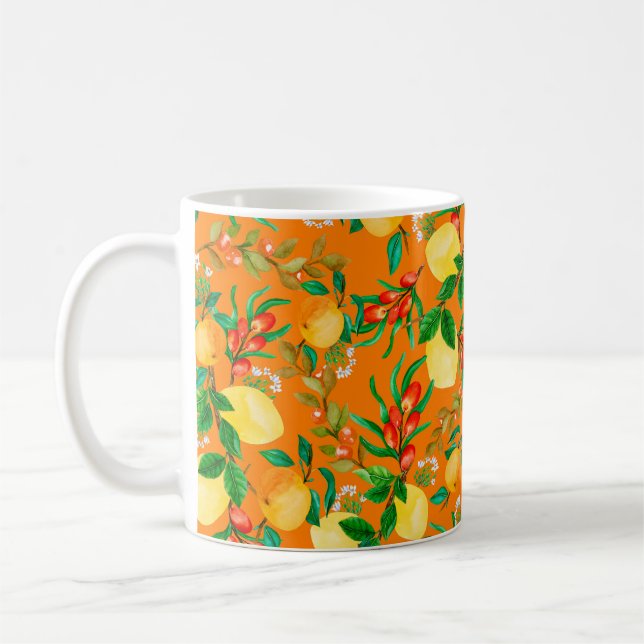Caneca De Café combinação de fundo de ilustração de aquarela perf (Esquerda)