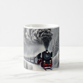 Caneca De Café Comboio a vapor de inverno - Locomotiva clássica d