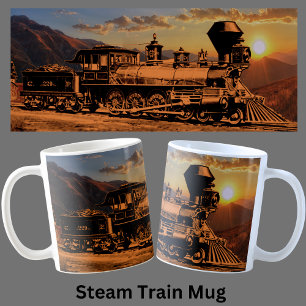 Caneca De Café Comboio a vapor em torno do motor de locomotiva CP