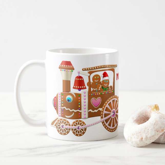 Caneca De Café Comboio de Natal Gingerbird (Com Donut)