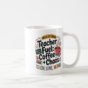 Caneca De Café Combustível de Professor Café Caos Volta às Aulas 