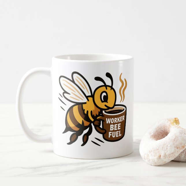 Caneca De Café Combustível para abelhas do trabalhador (Com Donut)
