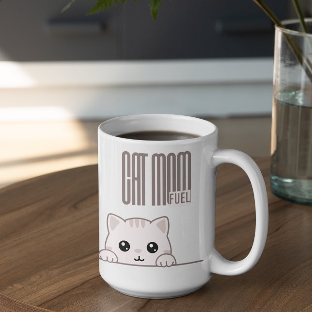 Caneca De Café Combustível Personalizável para Mãe de Gato (Criador carregado)