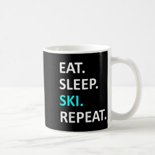 Caneca De Café Come Sleep Ski Repete Humor De Esqui Engraçado