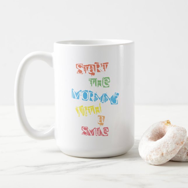 Caneca De Café Comece A Manhã Com Um Sorriso (Com Donut)