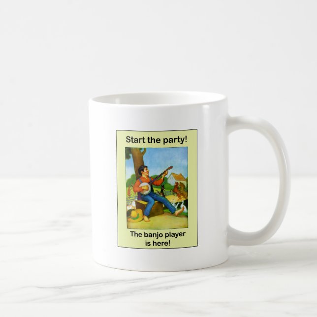 Caneca De Café Comece o partido! O jogador do banjo está aqui! (Direita)