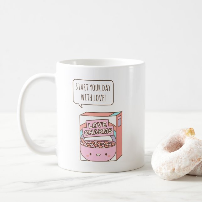 Caneca De Café Comece seu dia com amor, Afirmação da manhã (Com Donut)