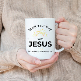 Caneca De Café Comece seu dia com Jesus, Inspiração Manhã