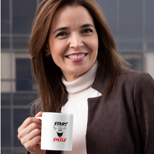 Caneca De Café Comece Seu Dia Com Um Sorriso