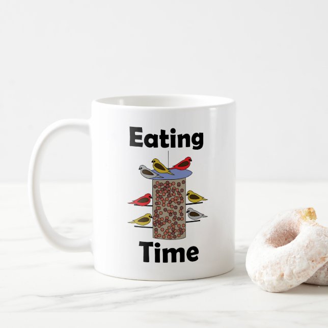 Caneca De Café Comedouro de Pássaros no Quintal para Amantes de P (Com Donut)