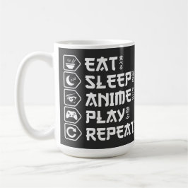 Caneca De Café Comer Dormir Anime Jogar Repetir Estilo de Vida Ot