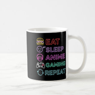 Caneca De Café Comer Dormir Anime Jogos Repetir Gamer Homens Adol