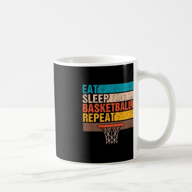 Caneca De Café Comer. Dormir. Basquete. Repetir. Jovens basqueteb (Direita)
