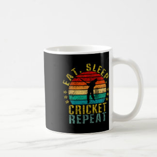 Caneca De Café Comer Dormir Críquete Repetir Divertido Retro