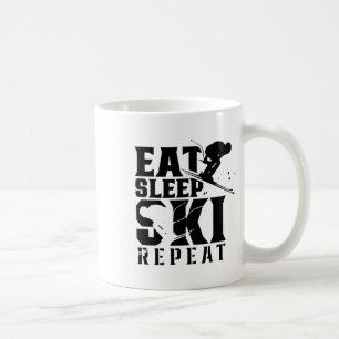 Caneca De Café Comer Dormir Esqui Repetir Esportes de Inverno Esq