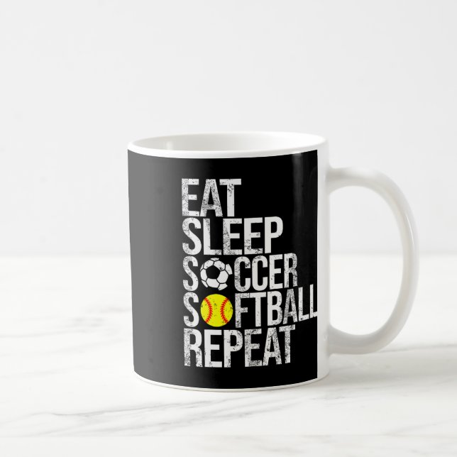 Caneca De Café Comer Dormir Futebol Softll Repetir Divertido Ll  (Direita)