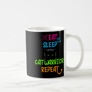 Caneca De Café Comer dormir gato guerreiro repetir design engraça