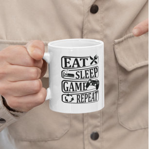 Caneca De Café Comer Dormir Jogo Repetir  Jogos