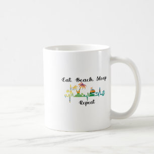 Caneca De Café Comer Dormir Praia Repetir Verão Férias Tropicais 
