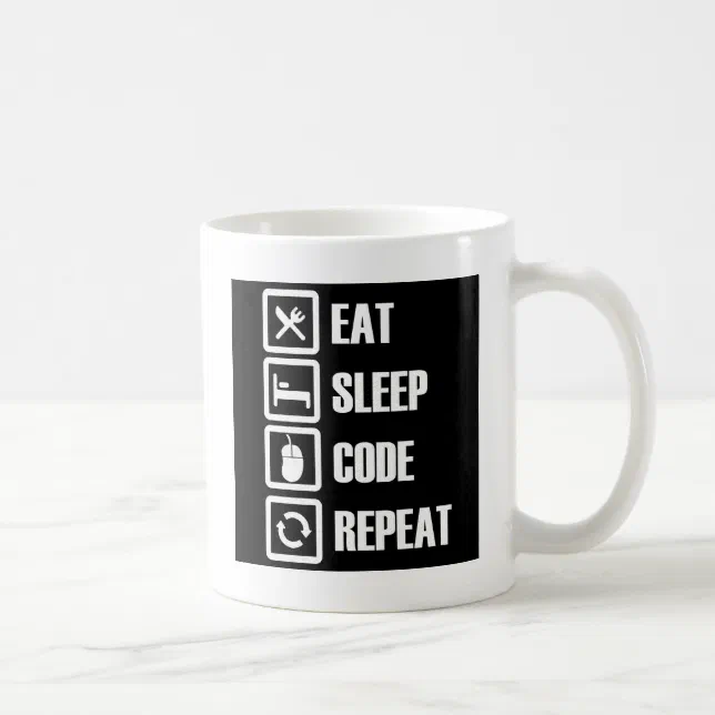 Caneca Comer Dormir Código Repetir Eat Sleep Code Repeat