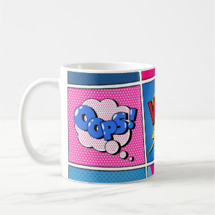 Caneca De Café Comic Bubbles Set. Expressões Bom, Legal, Poa, Oop