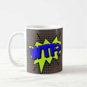 Caneca De Café Comic Pop Art Blue WTF Novelny Engraçado