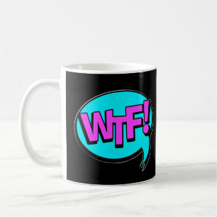 Caneca De Café Comic Pop Art Purple Blue WTF Novelty Engraçado