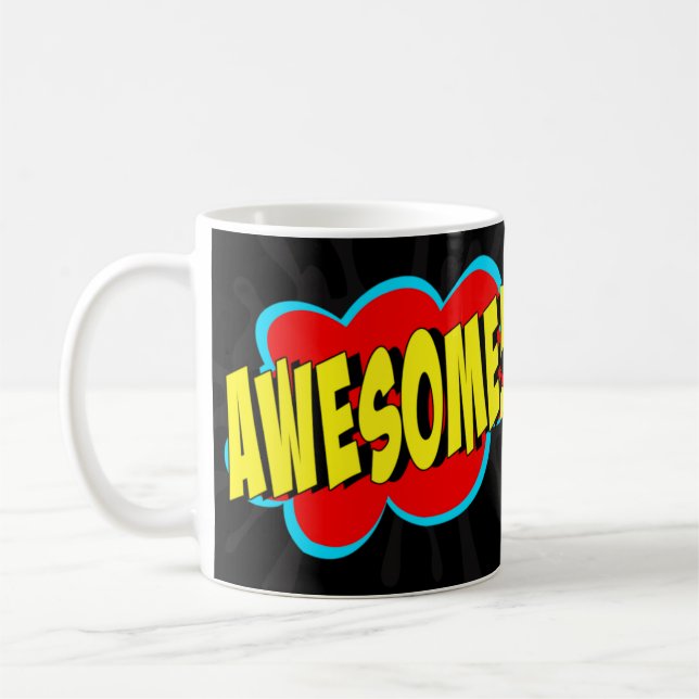 Caneca De Café Comic Pop Art Red Yellow AWESOME Novelny Engraçado (Esquerda)
