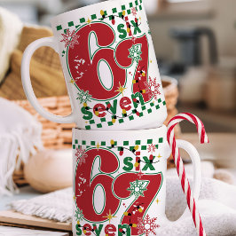Caneca De Café Cômico Seis Sete 67 6 7 Meme Diversão Natal 15 oz