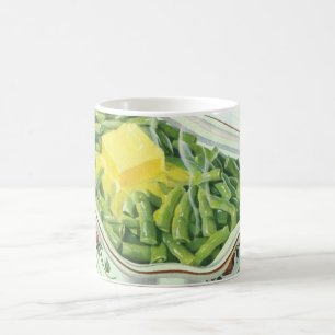 Caneca De Café Comida Antiga, Caçarola de Feijão Verde com Mantei